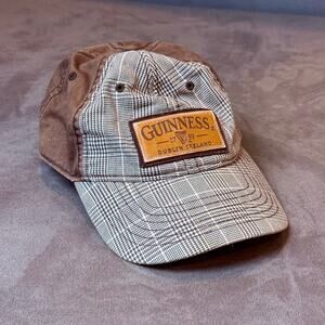 Guinness Baseball Cap Trucker Hat Tartan Plaid Patch Ireland Brown Adjustable